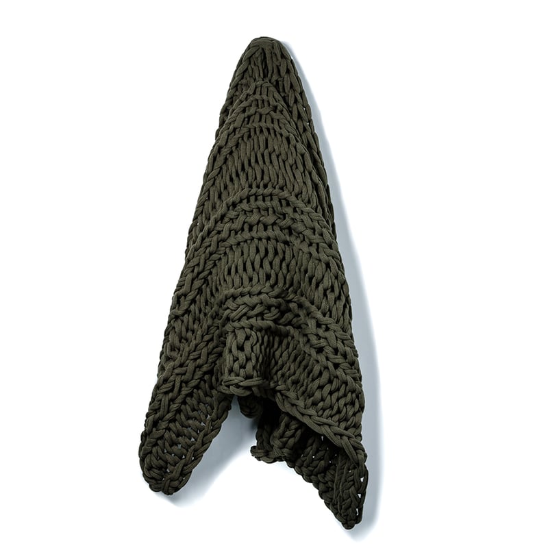 Chunky Knit Khaki Rib Throw