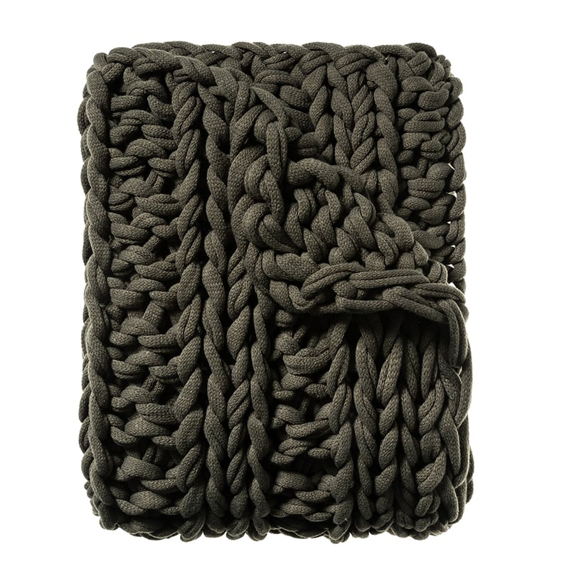 Chunky Knit Khaki Rib Throw