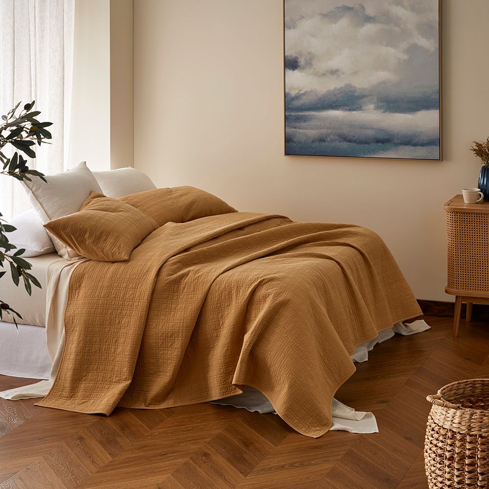 Stonewashed Cotton Gold Coverlet Separates Adairs