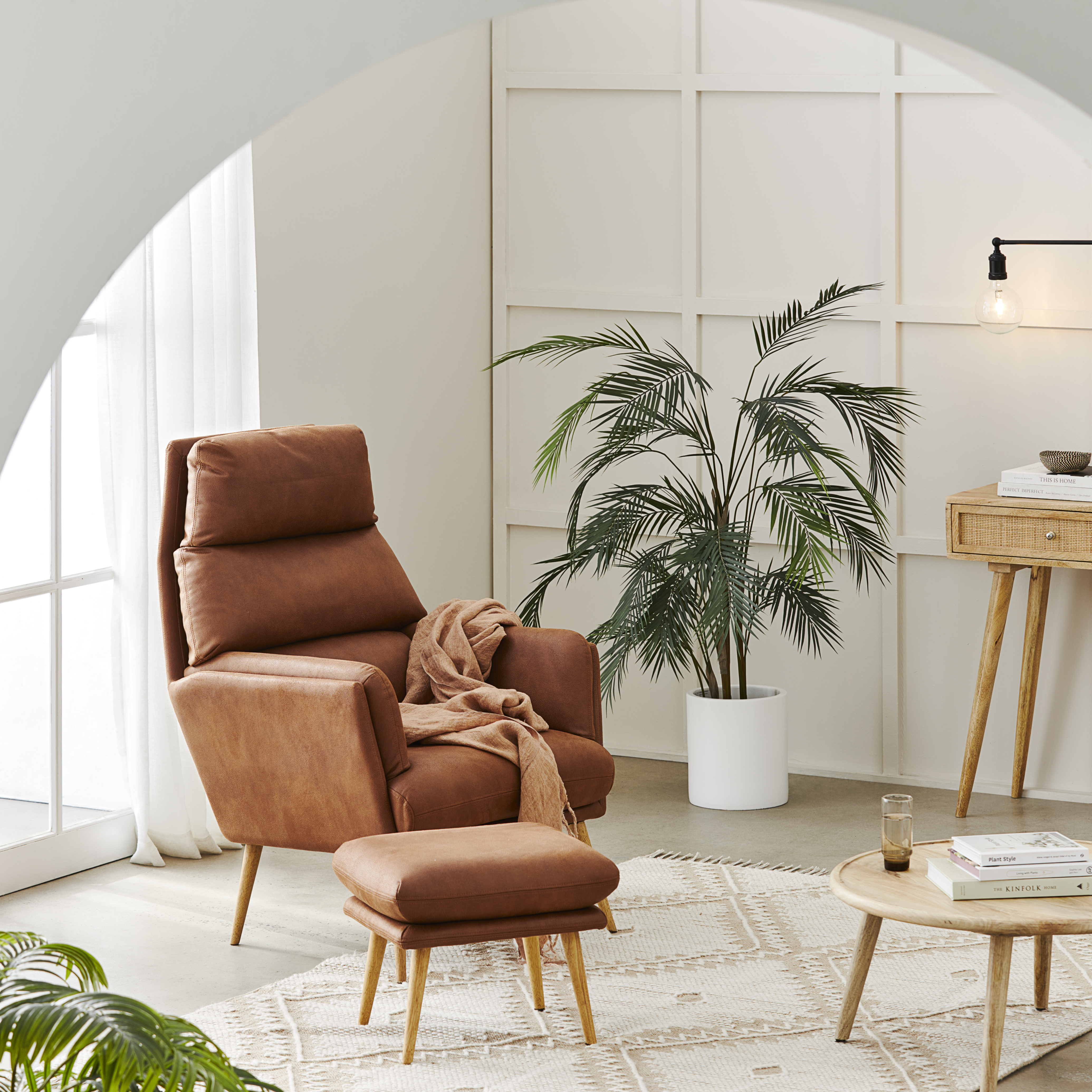 Anderson Chair and Foot Stool in living room.