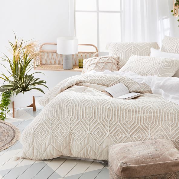 Transform your bedroom with the natural light tones of our Home Republic Bombay Tufted Quilted Bedlinen this summer.