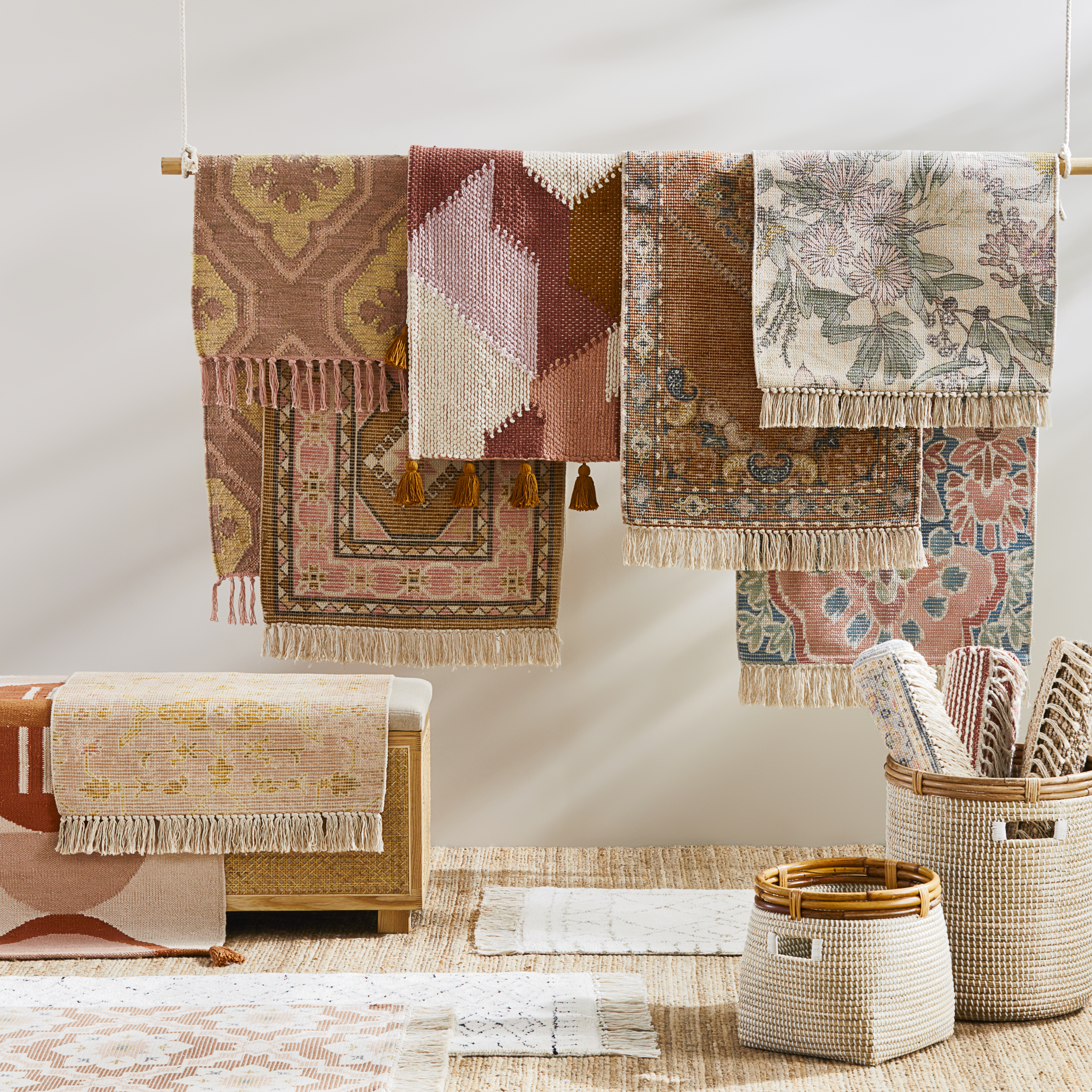 Selection of colourful rugs in various sizes to style your space.