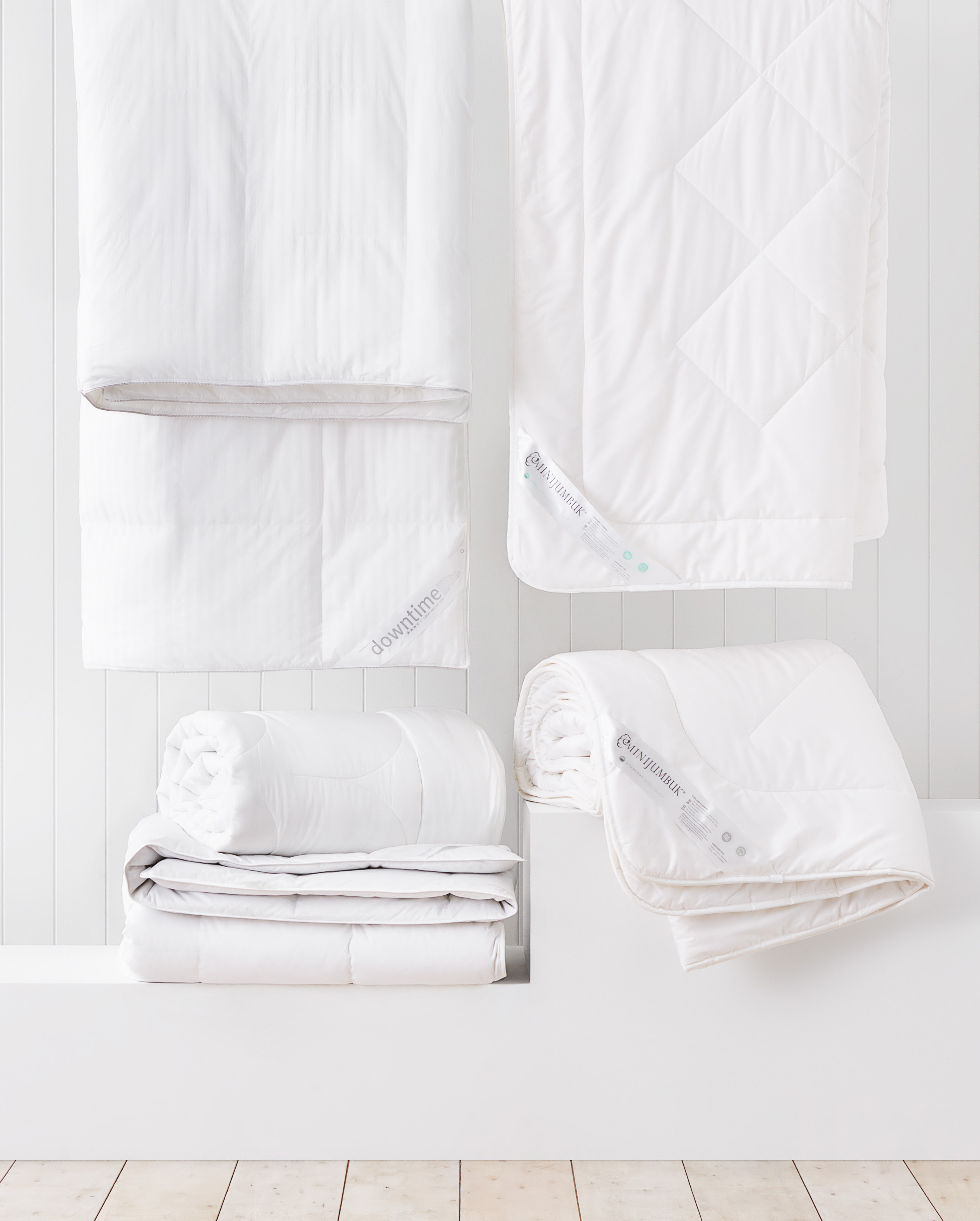 Minijumbuk and Downtime quilts in a selection of fillings.