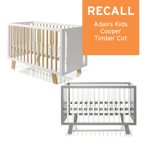 RECALL - Adairs Kids Cooper Timber Cot.