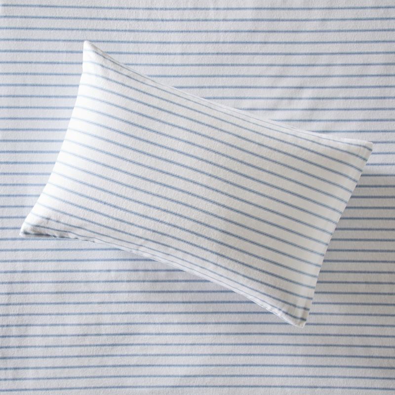 Flannelette Printed Steel Blue Ticking Stripe Pillowcase