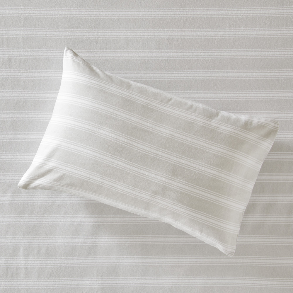 Flannelette Printed Silver Stripe Pillowcase Adairs