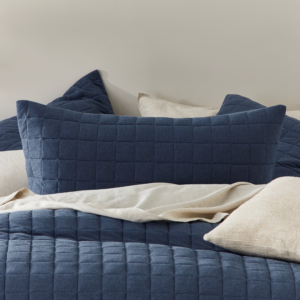 Sorrento Denim Jersey Quilted Pillowcases Adairs