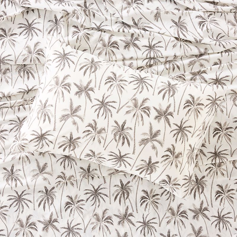 Printed Airlie Palm Charcoal Sheet Set | Bedroom | Adairs