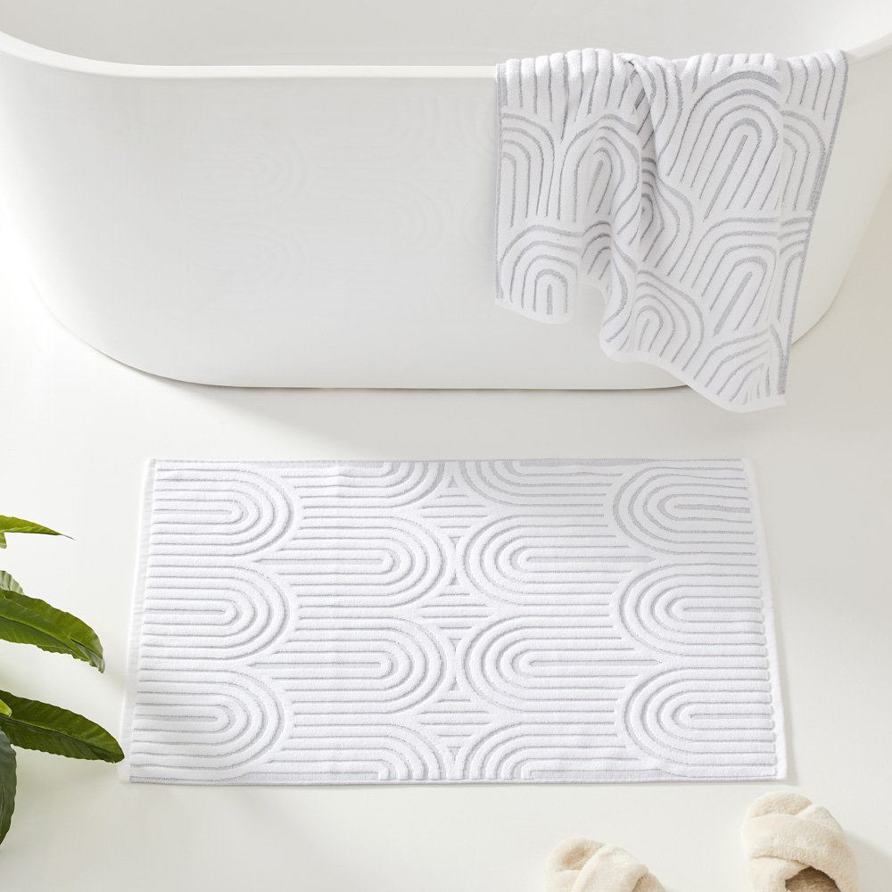 Archie White Marle Bath Mat Adairs
