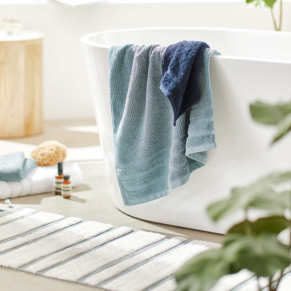 Riviera Sea Blue Multi Stripe Bath Runner | Adairs