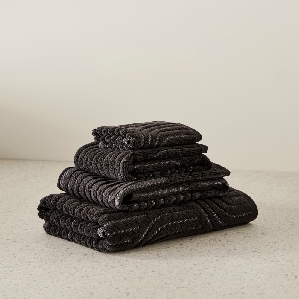 Archie Black Marle Towel Range