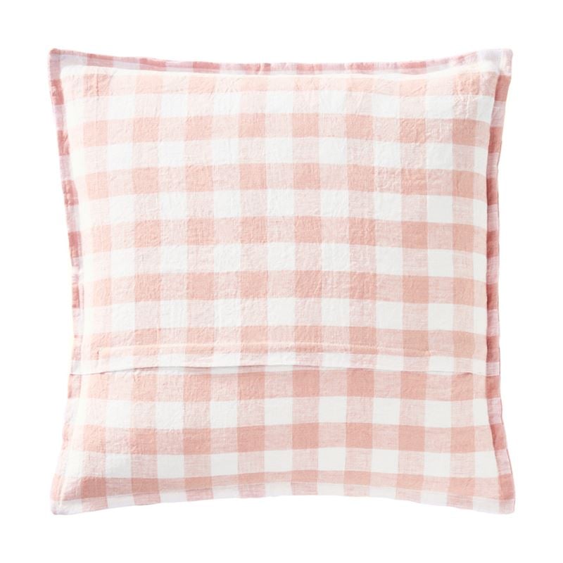 Belgian Nude Pink & White Check Vintage Washed Linen Cushion