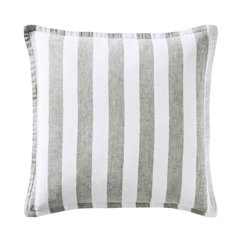 Belgian Forest Stripe Vintage Washed Linen Cushion
