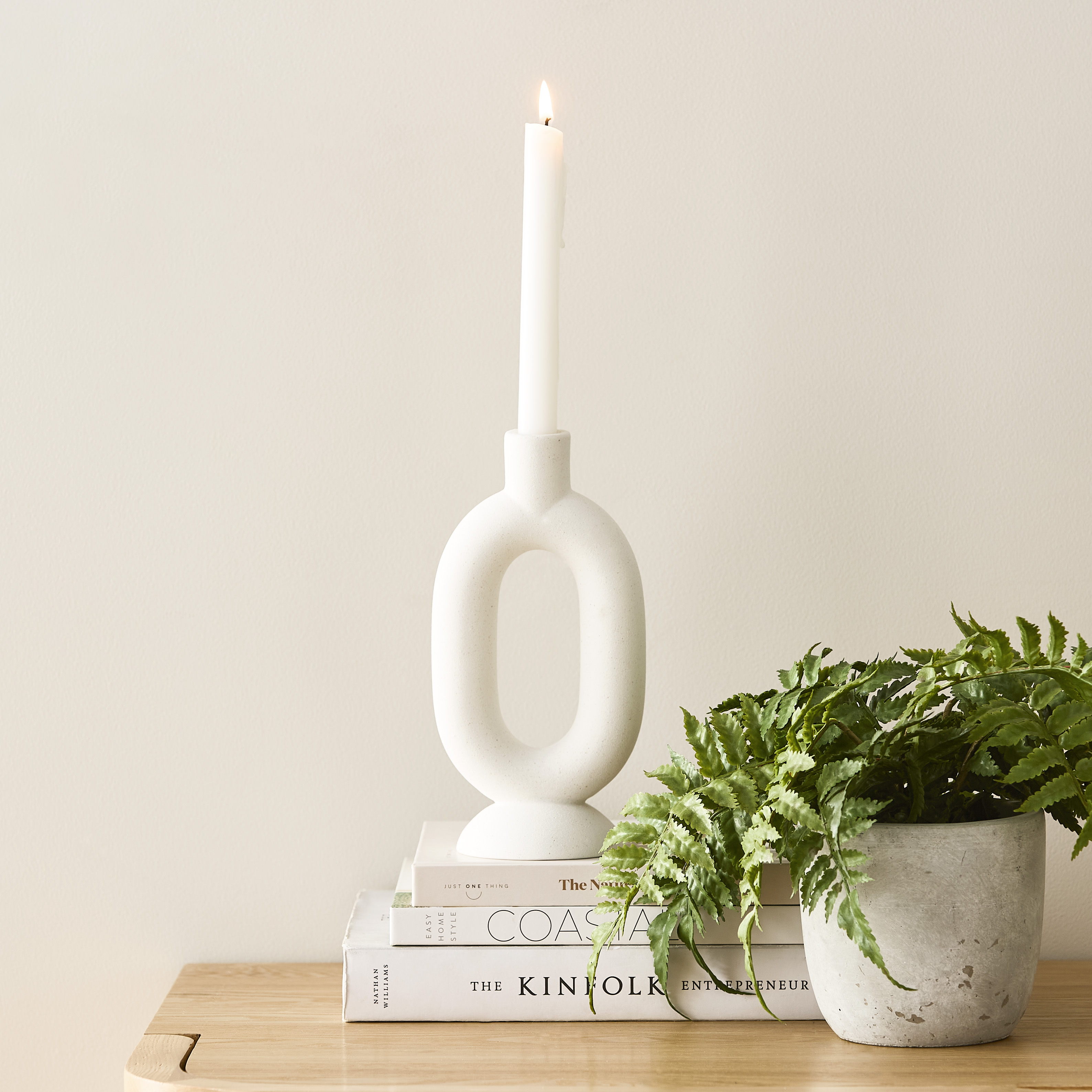 Hydra White Oval Candle Holder Adairs