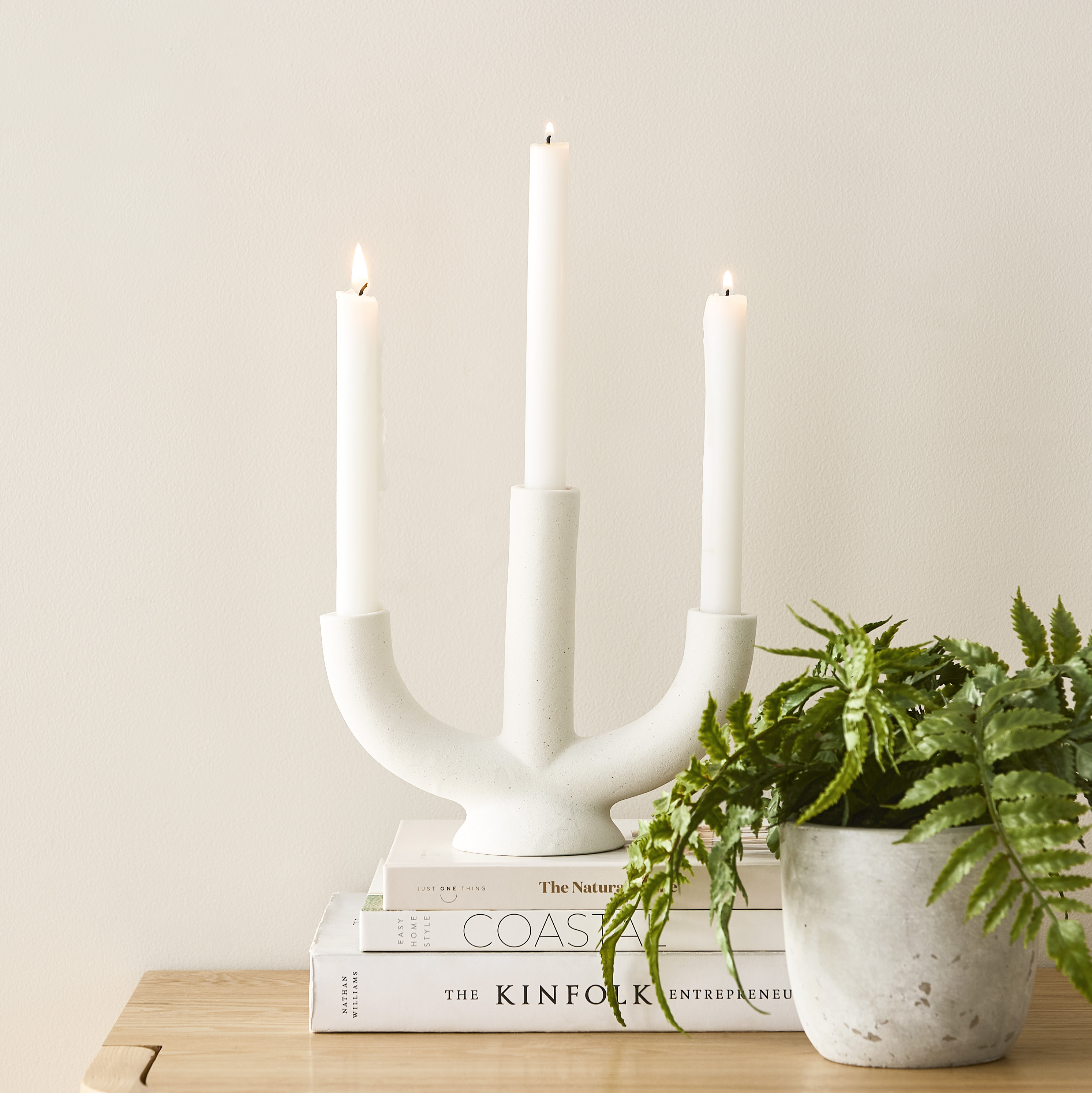 Hydra White Tri Candle Holder Adairs