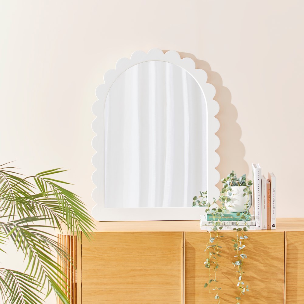 Scallop White Arch Mirror Adairs