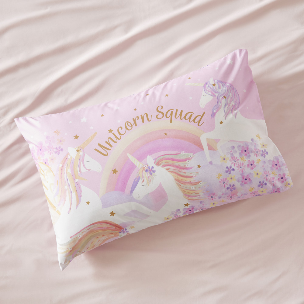 Adairs Kids - Unicorn Squad Text Pillowcase | Kids Pillowcases | Adairs