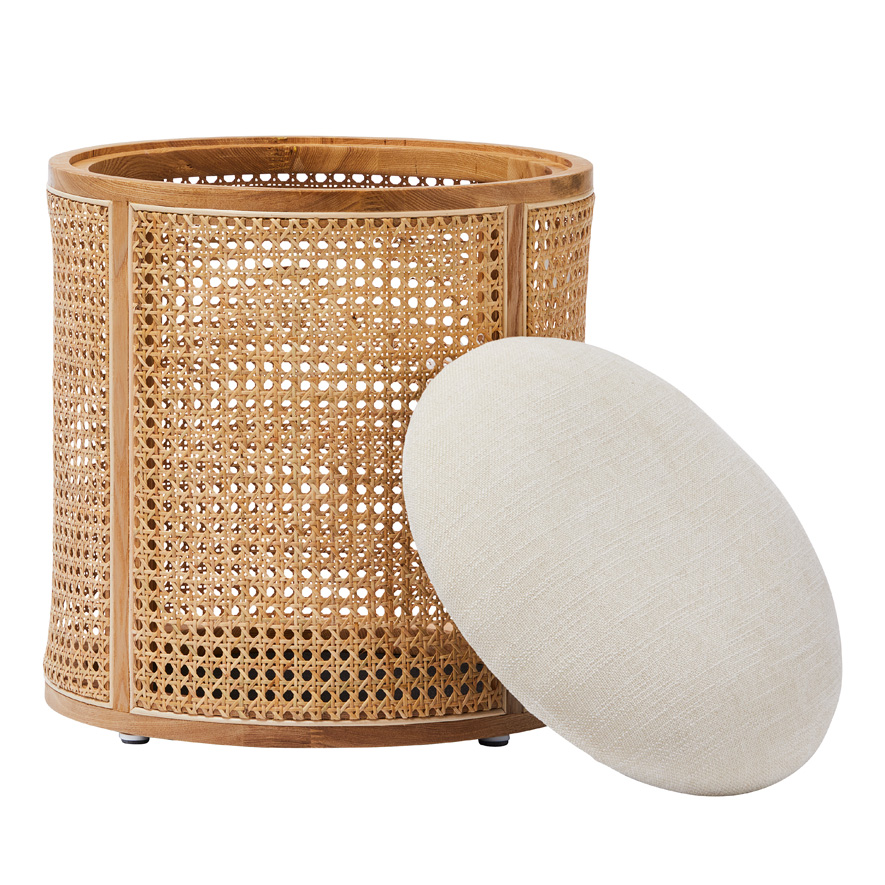 Arden Rattan Natural Storage Foot Stool Adairs