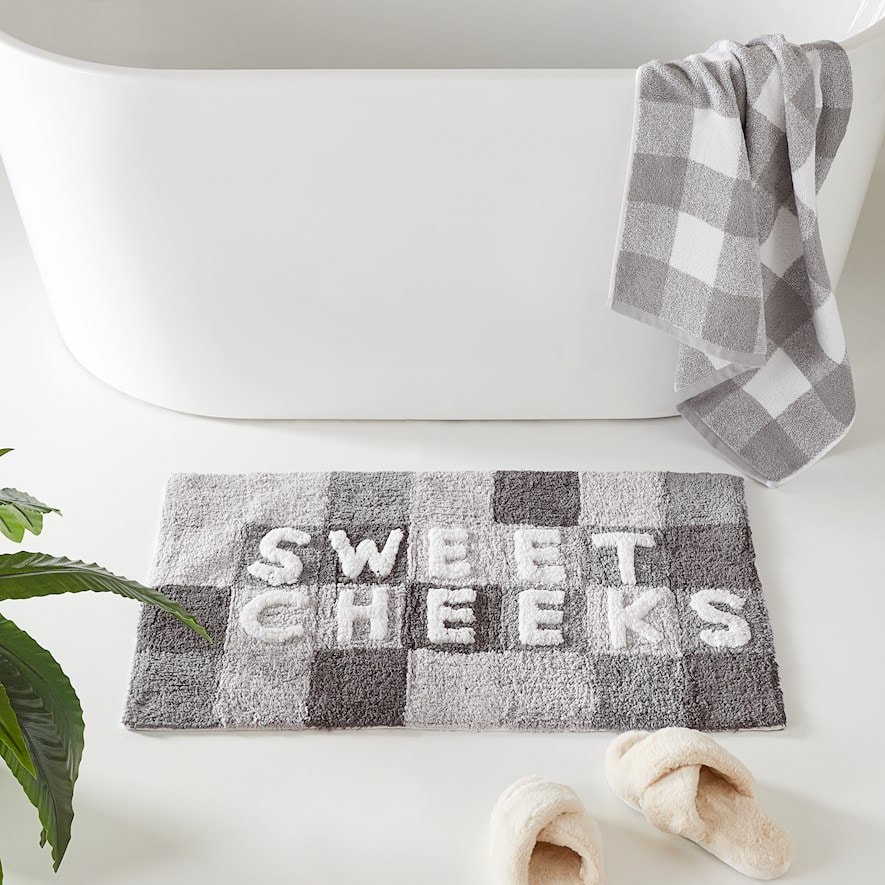 Sweet Cheeks Greys Check Bath Mat Adairs