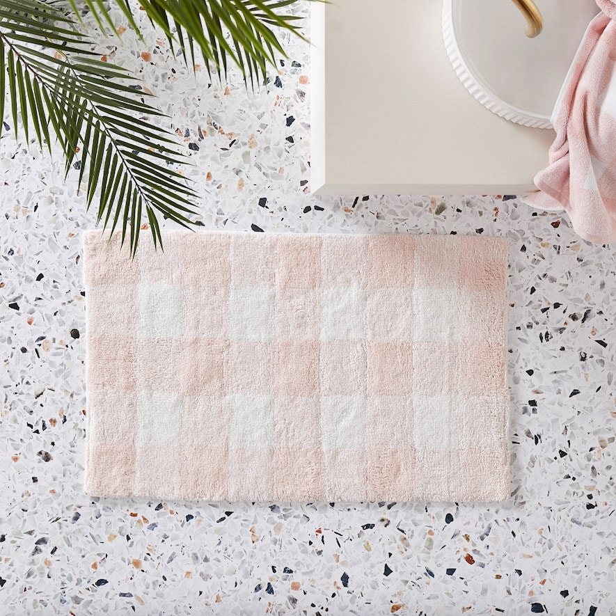 Check Blush Bath Mat Adairs