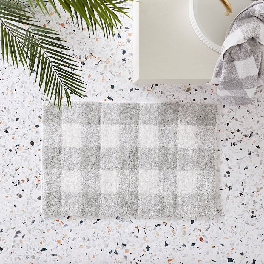 Check Pewter Bath Mat Adairs