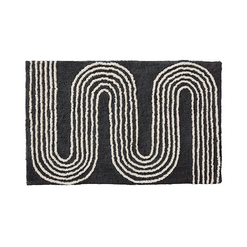Swirl Black & Natural Bath Mat Adairs