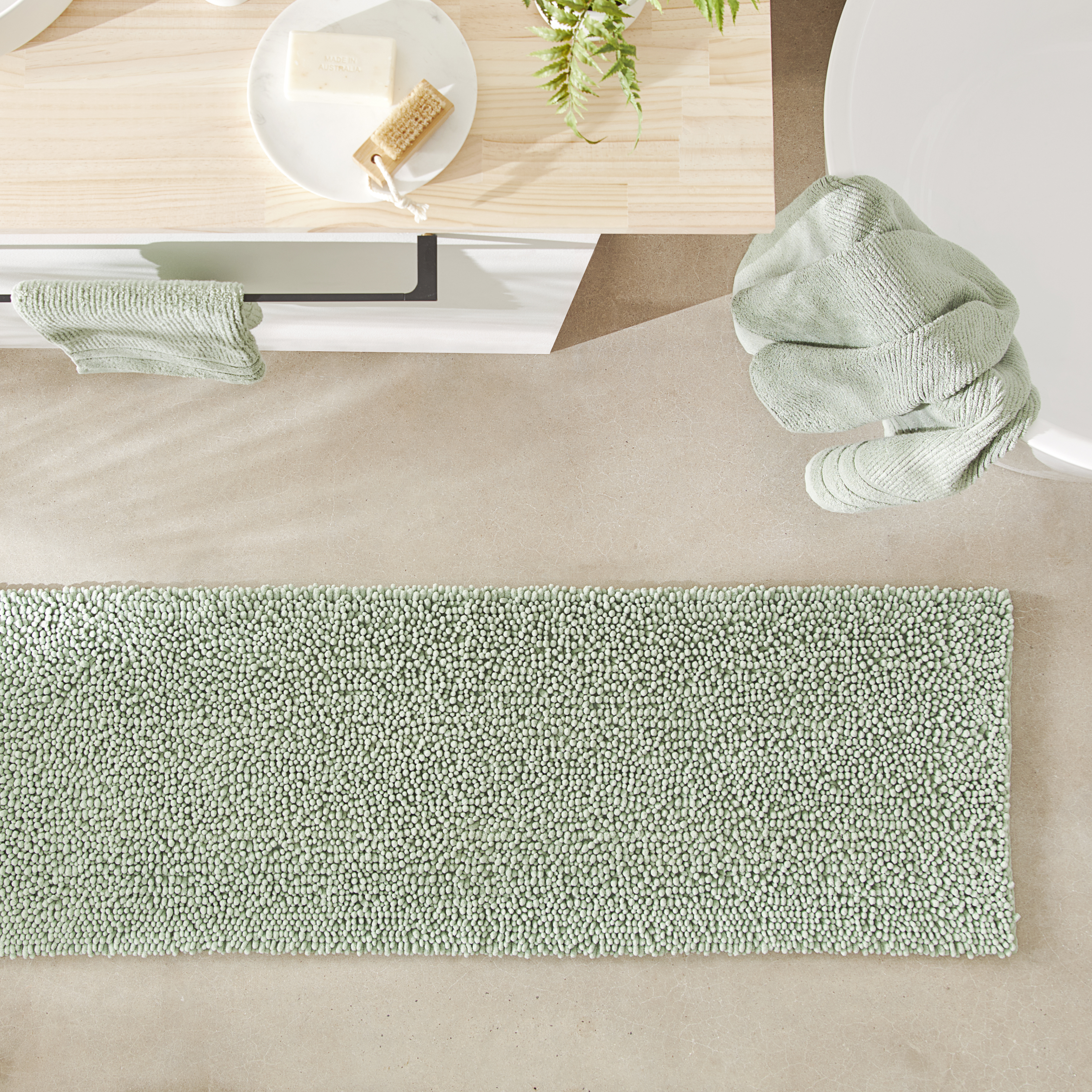 Microplush Bobble Bath Runner Eucalyptus Adairs