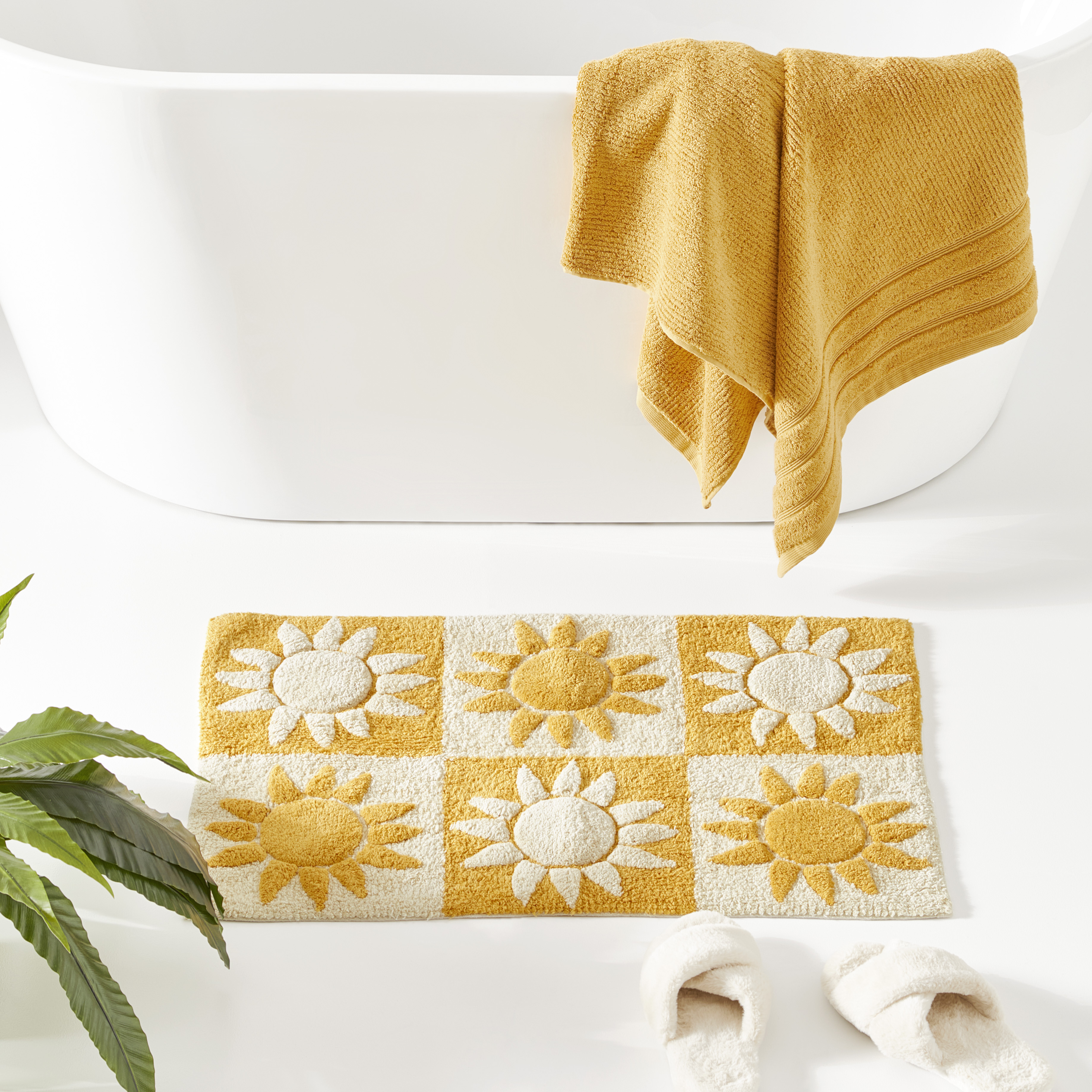 Sun Check Golden Multi Bath Mat Adairs