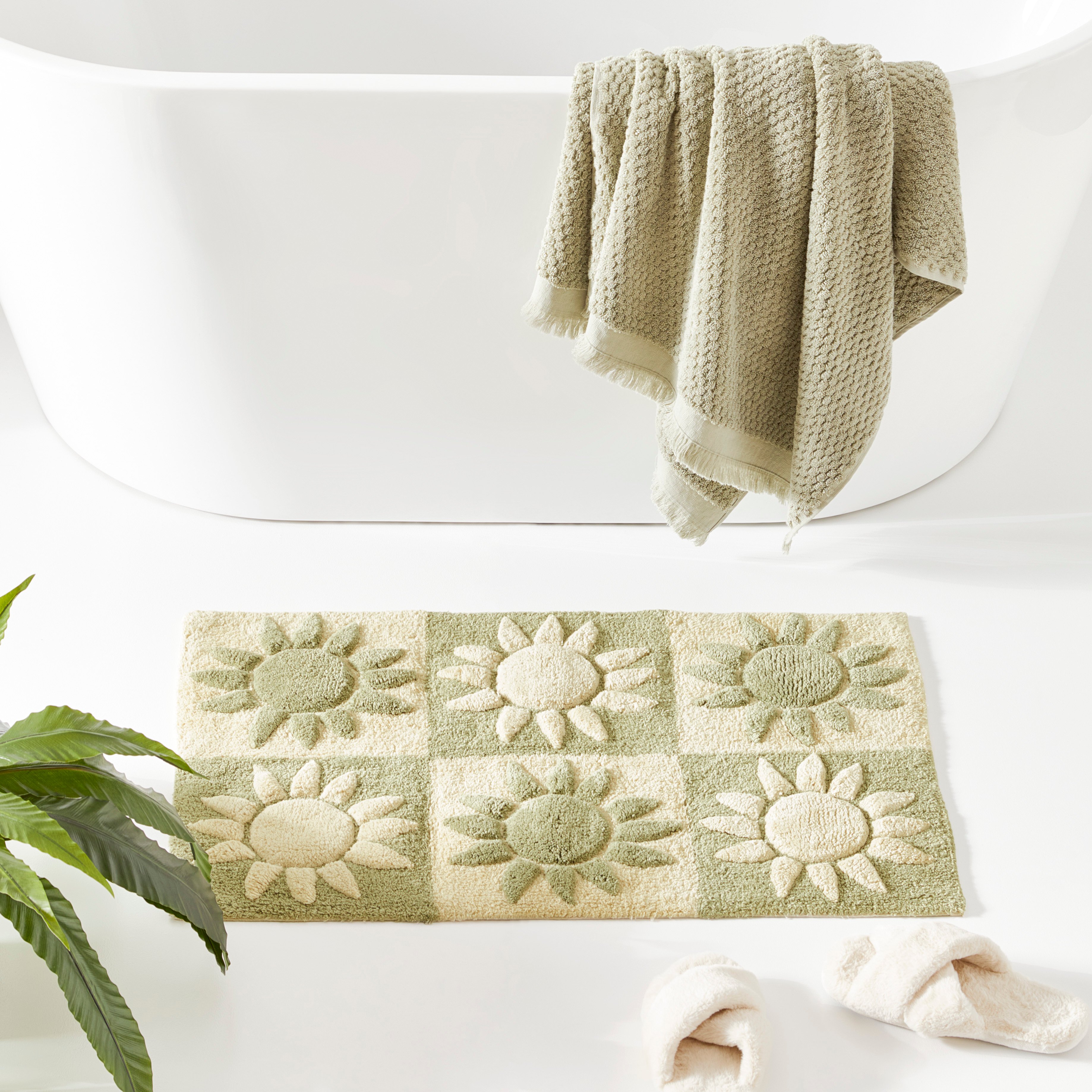 Sun Check Green Tea Multi Bath Mat Adairs