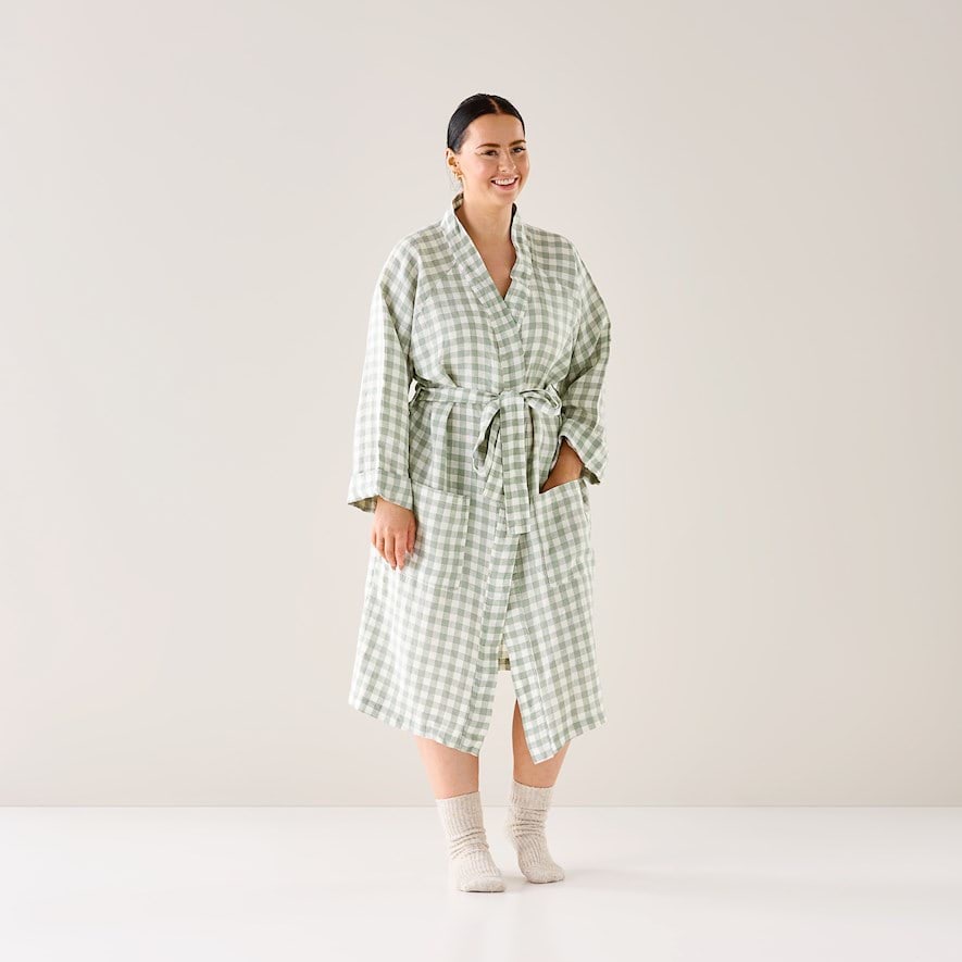Vintage Washed Linen Eucalyptus Bath Robe | Adairs