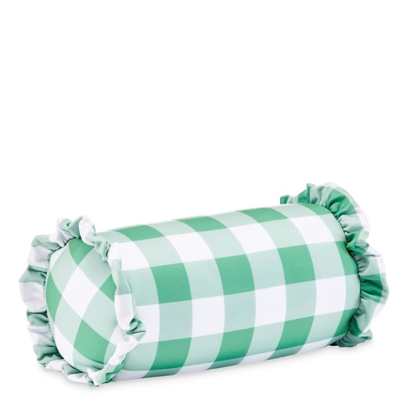 Gingham Green Cylinder Beach Pillow
