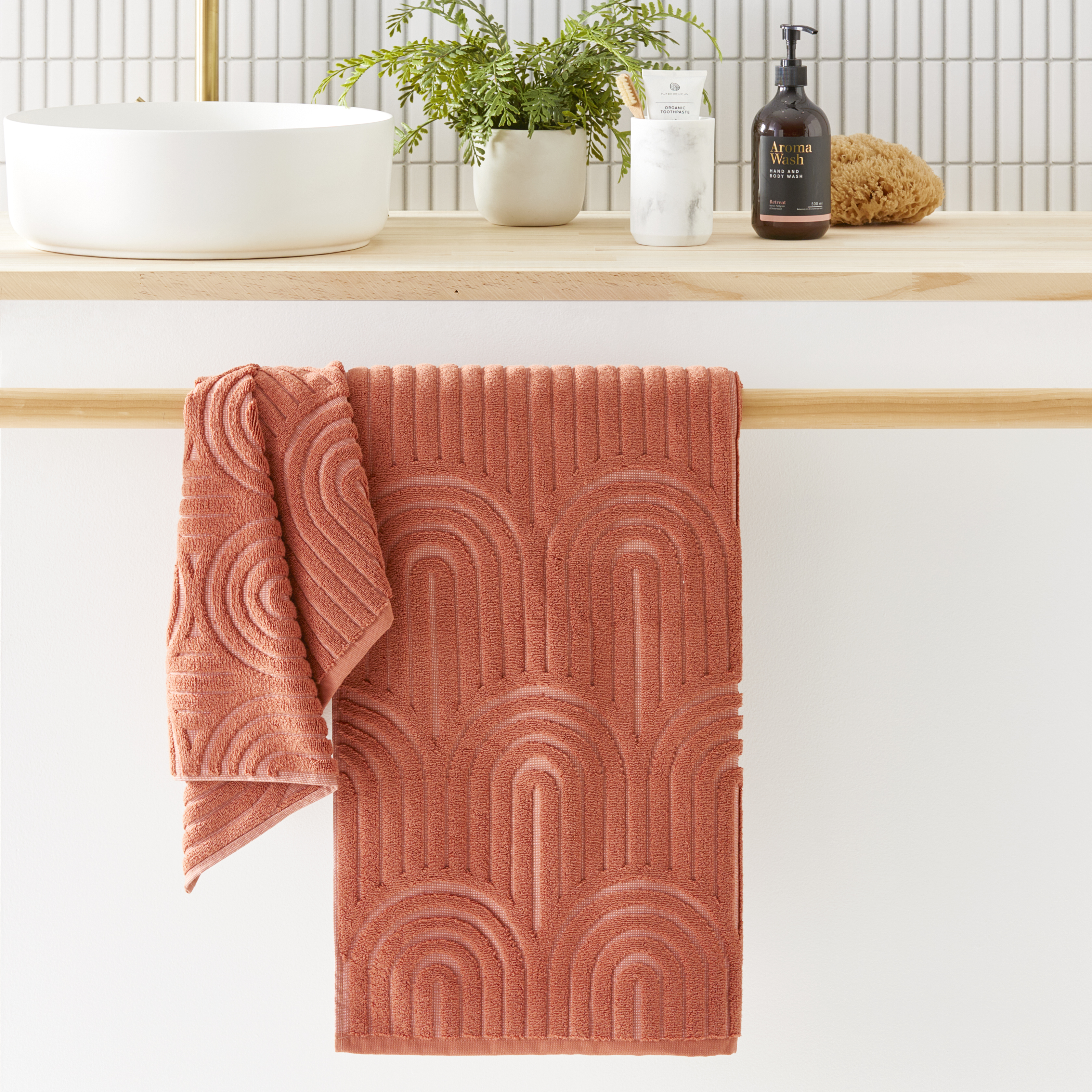Archie Cinnamon Marle Towel Range Bathroom Adairs