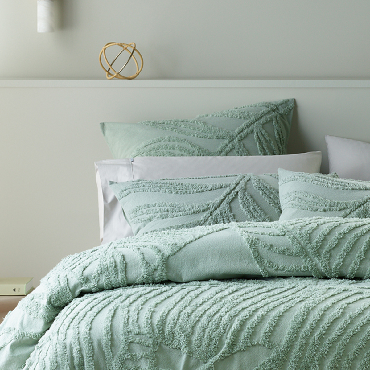 Bianca Foliage Sage Bedspread Set Adairs