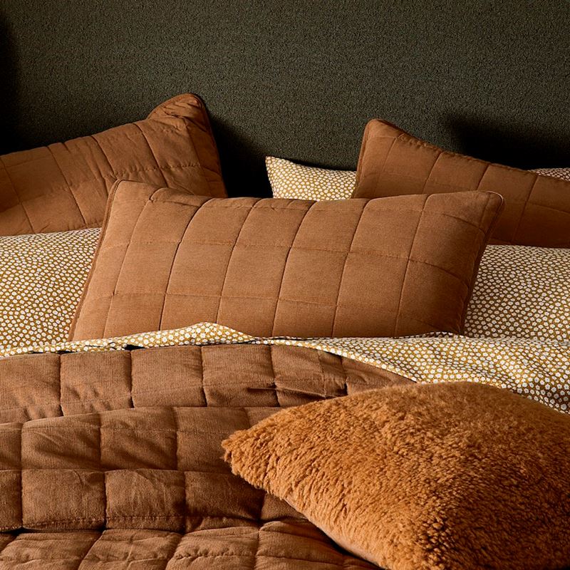 Tuberose Toffee Corduroy Quilted Coverlet Separates