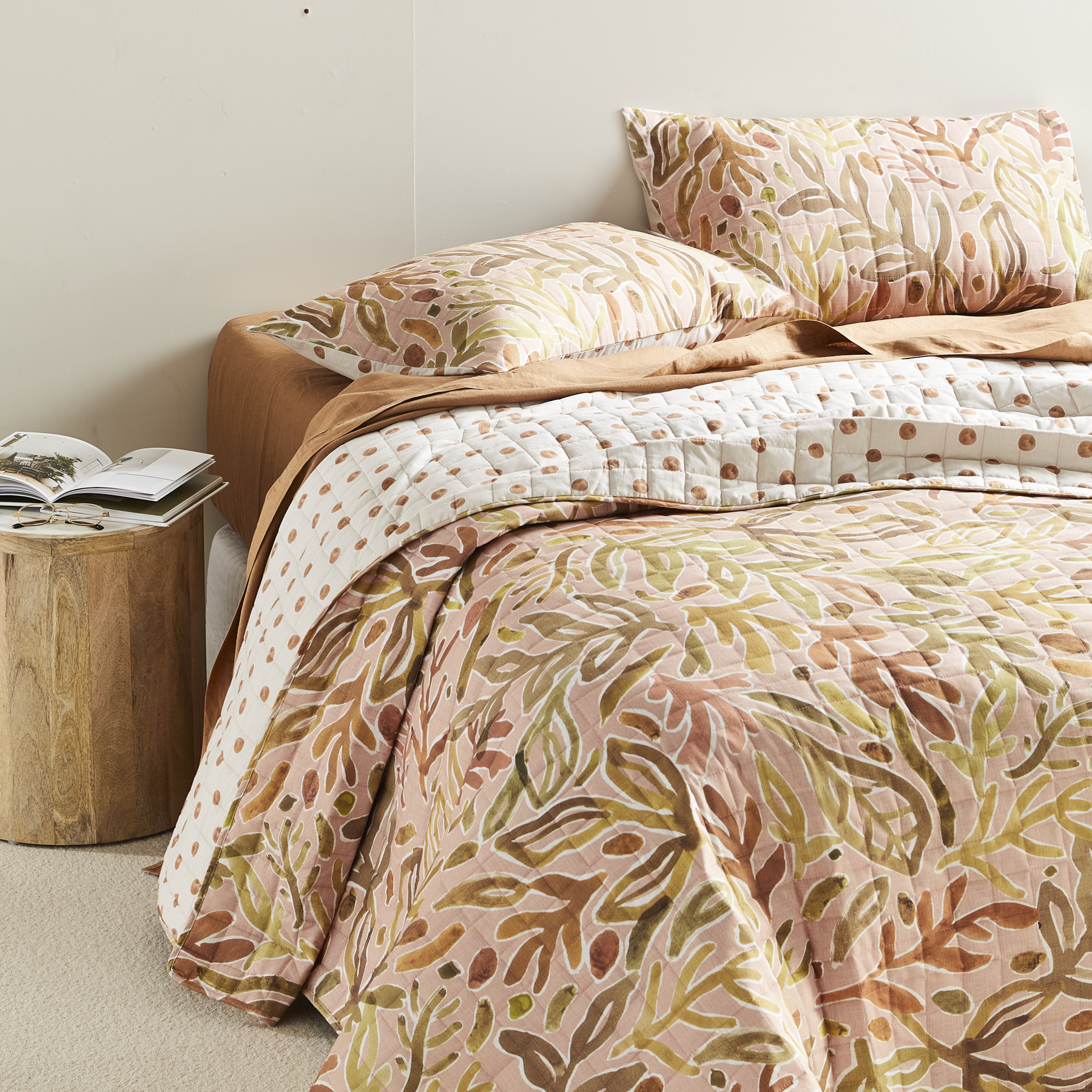 Retreat Dusty Pink Quilted Coverlet Separates Adairs