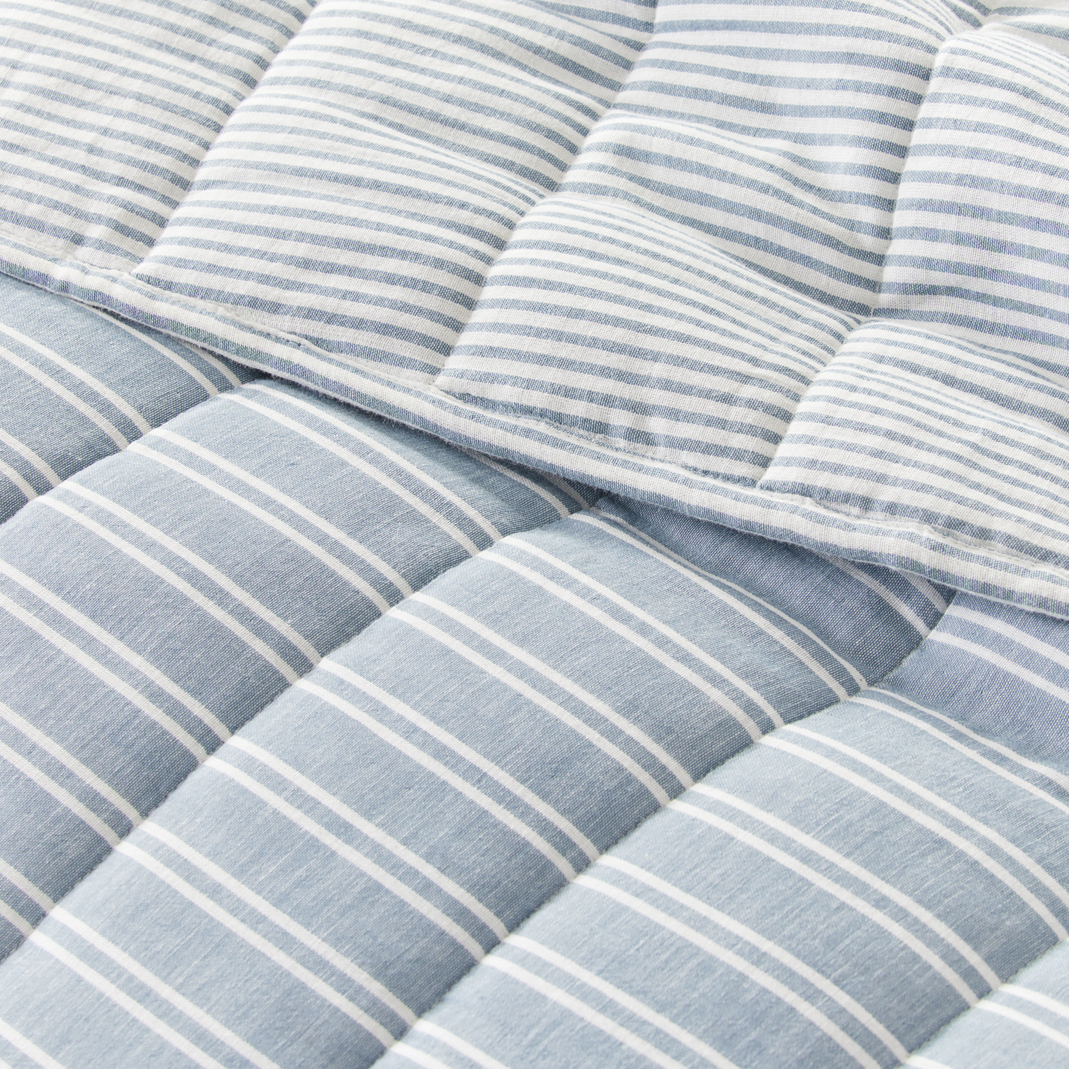 Cove Denim & Off White Stripe Quilted Coverlet Separates Adairs