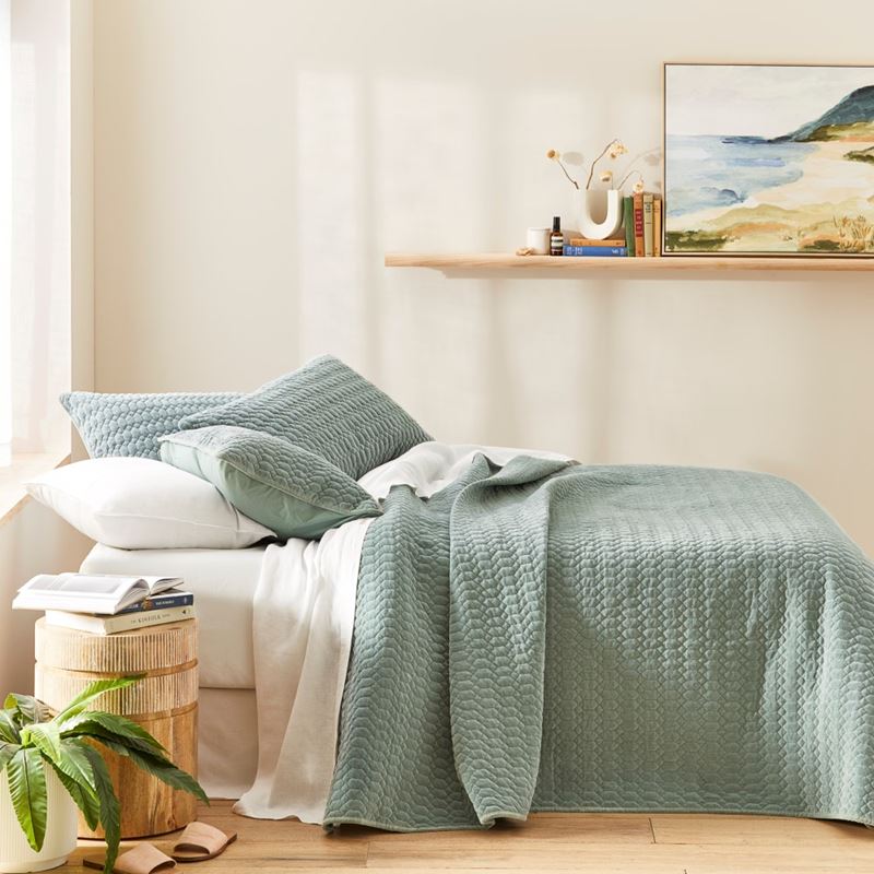 Milan Lily Pad Velvet Quilted Coverlet Separates