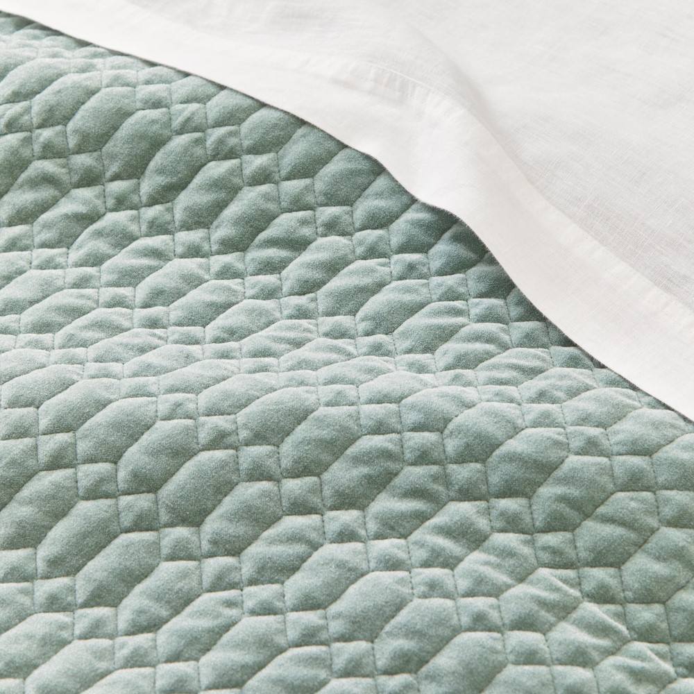 Milan Lily Pad Velvet Quilted Coverlet Separates Adairs