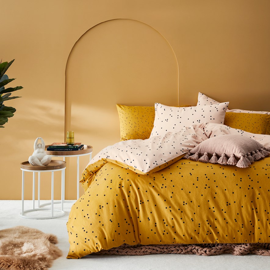 Printed Pink Spot Flannelette Quilt Cover Set + Separates Adairs