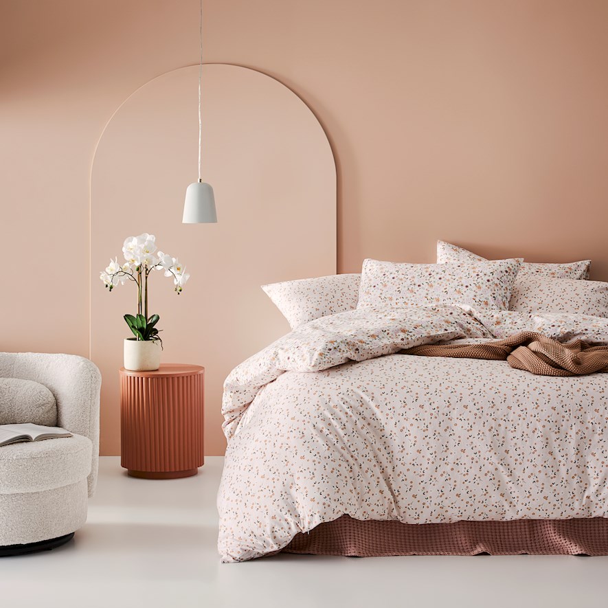 Printed Winter Garden White Flannelette Quilt Cover Set + Separates