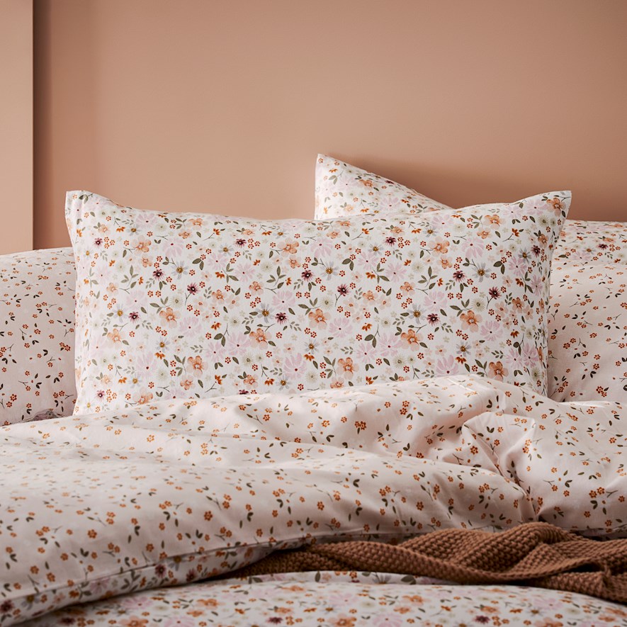 Printed Winter Garden White Flannelette Quilt Cover Set + Separates
