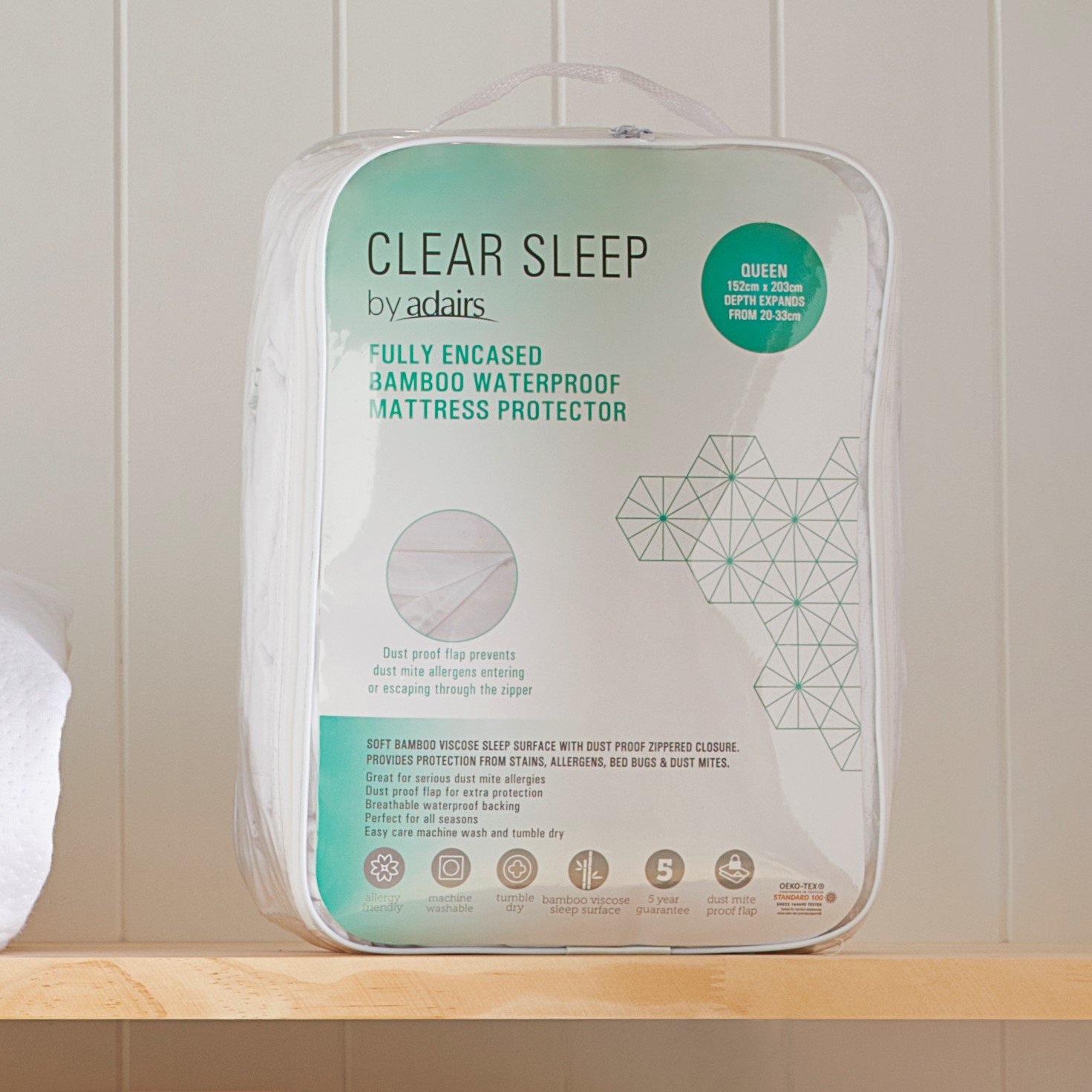 Clear Sleep Bamboo Fully Encased Waterproof Mattress Protector Adairs