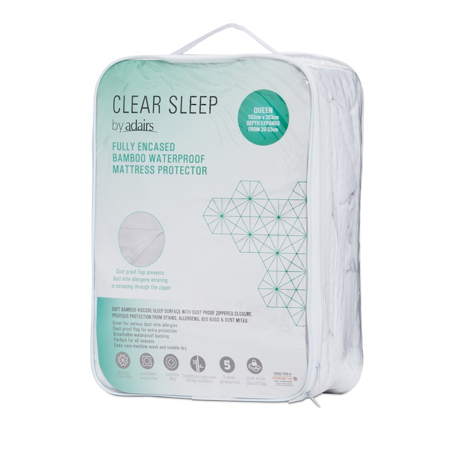 Clear Sleep Bamboo Fully Encased Waterproof Mattress Protector Adairs