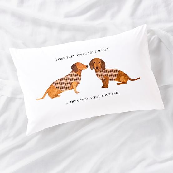 Dog Steals Your Heart Text Pillowcase