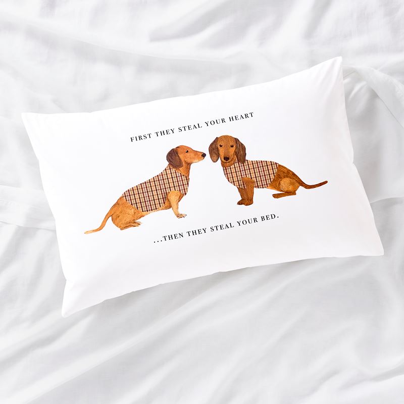 Dog Steals Your Heart Text Pillowcase