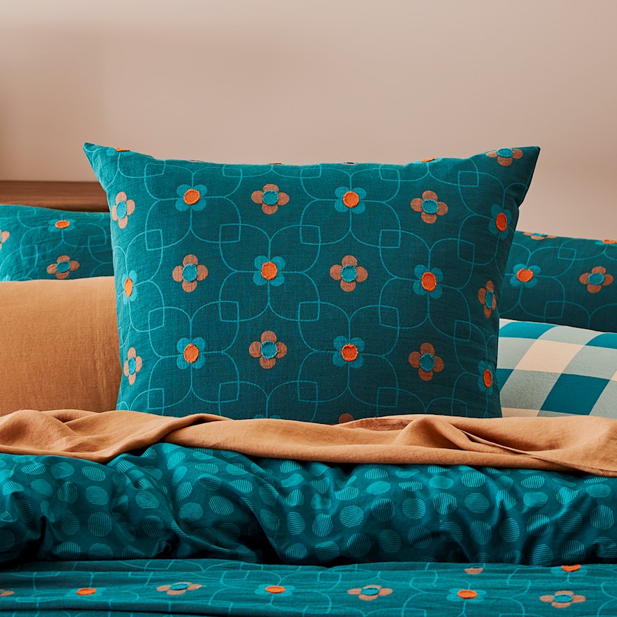 Joy Teal Jacquard Pillowcase Adairs