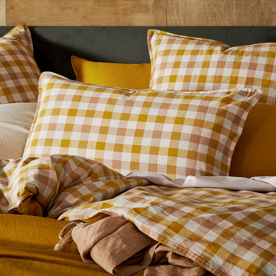 Charlie Check Mustard Pillowcases Adairs