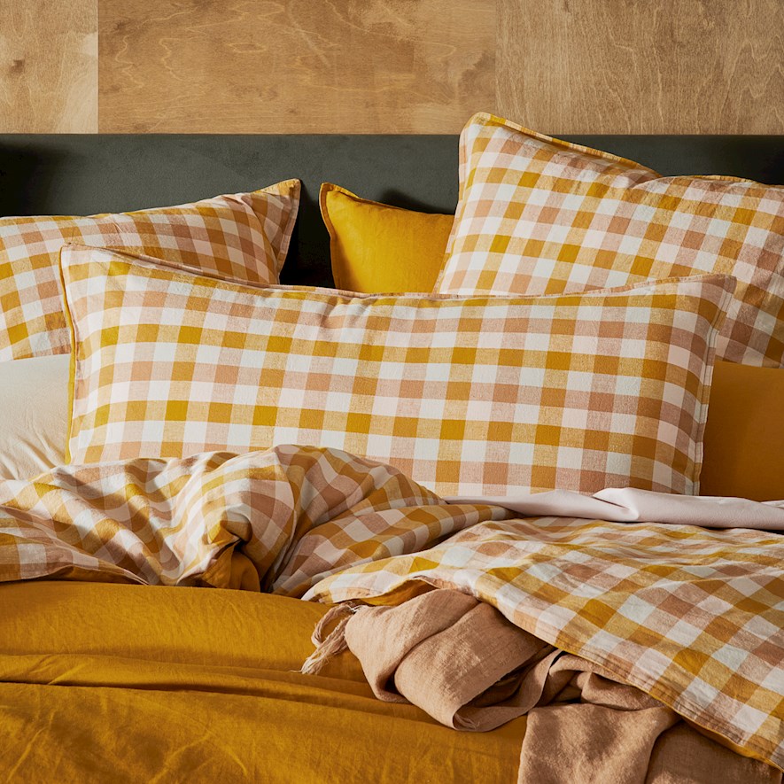 Charlie Mustard Check Quilt Cover Separates Adairs