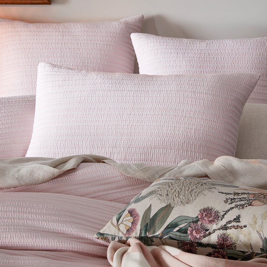 Hayman Soft Pink Quilted Pillowcases | Adairs