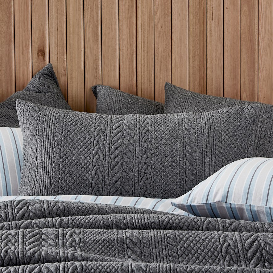 Cable Black Marble Jersey Pillowcases Adairs